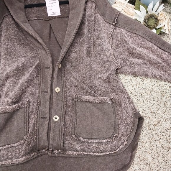 Zenana Outfitters Brown Utility Jacket with Hood - Picture 3 of 8